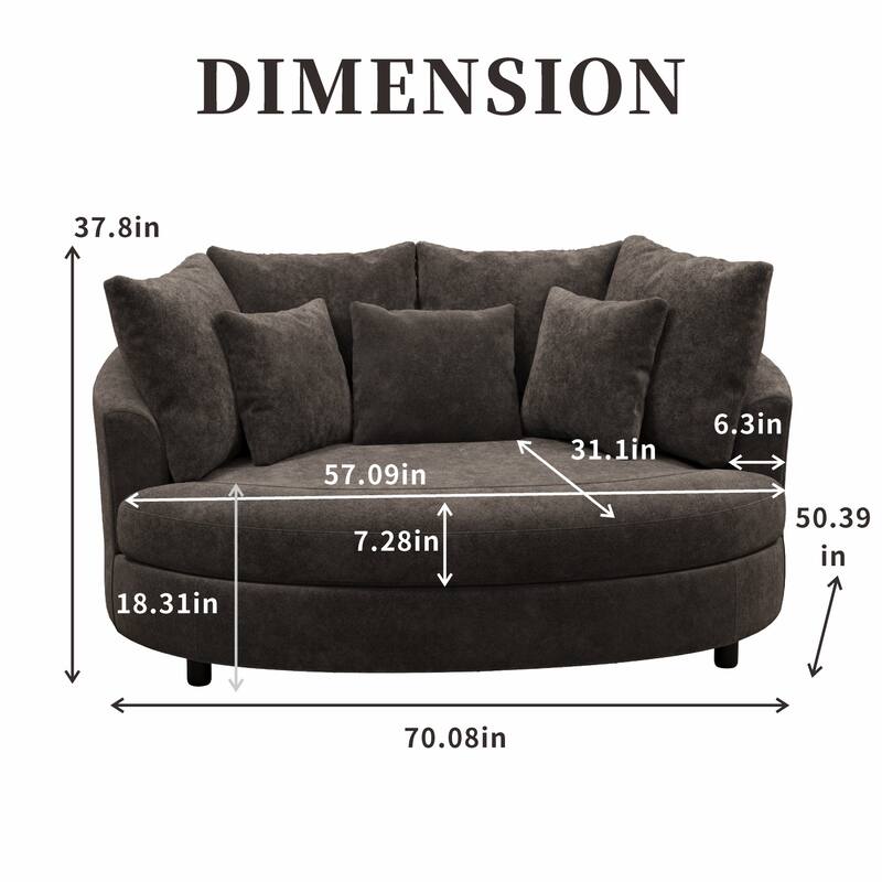 70.1"W Modern Chenille Loveseat with 7 Cushions,Oversized Accent chair