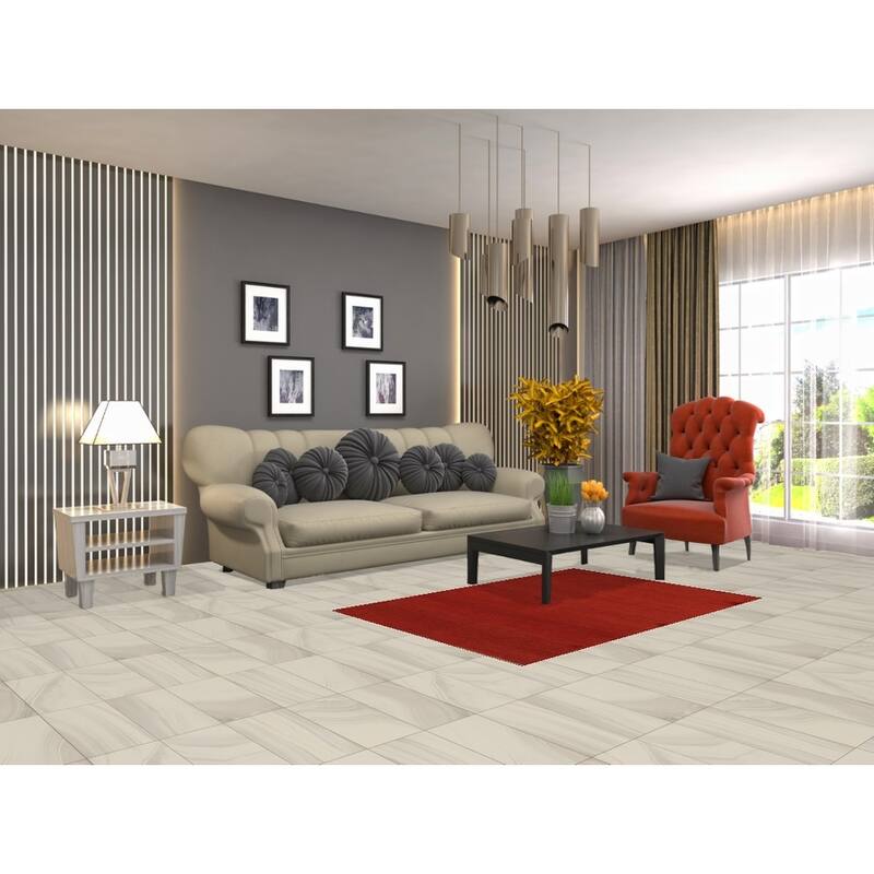 Gabbeh Modern Rug Hand-Knotted Red Solid Wool Carpet - 3'4" x 5'0"