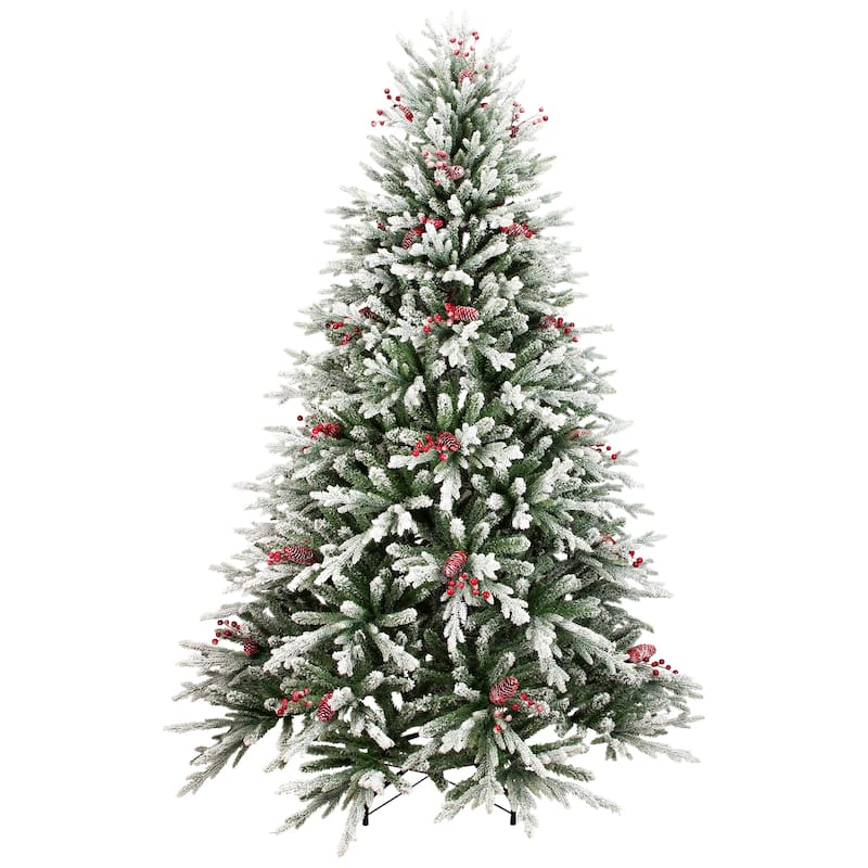 Real Touch™️ Flocked Grove Fir Full Artificial Christmas Tree - 6.5' -Unlit - 6.5 Foot