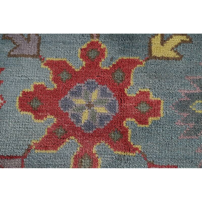 Floral Gray Oushak Area Rug Handmade Wool Carpet - 8'1"x 9'8"