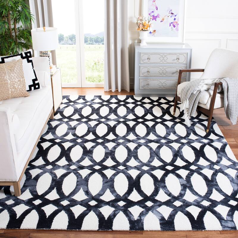 SAFAVIEH Handmade Eligija Wool Geometric Dip Dye Area Rug - 10' x 14' - Ivory/Graphite