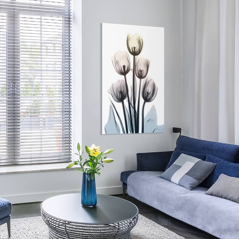 "Springing Tulips" Frameless Free Floating Tempered Glass Panel Graphic Wall Art
