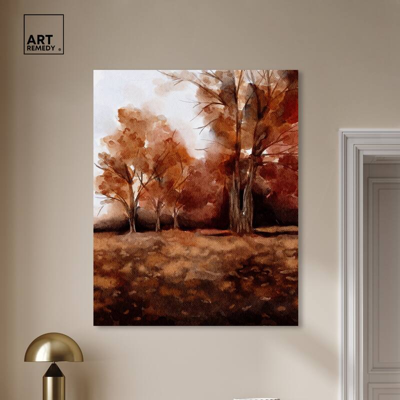 Art Remedy November Landscape Gallery Wrapped Landscape 1 Piece Canvas Wall Art Watercolor Style