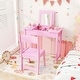 preview thumbnail 14 of 18, Gymax Kids Vanity Table & Chair Set 2-in-1 Princess Makeup Dressing