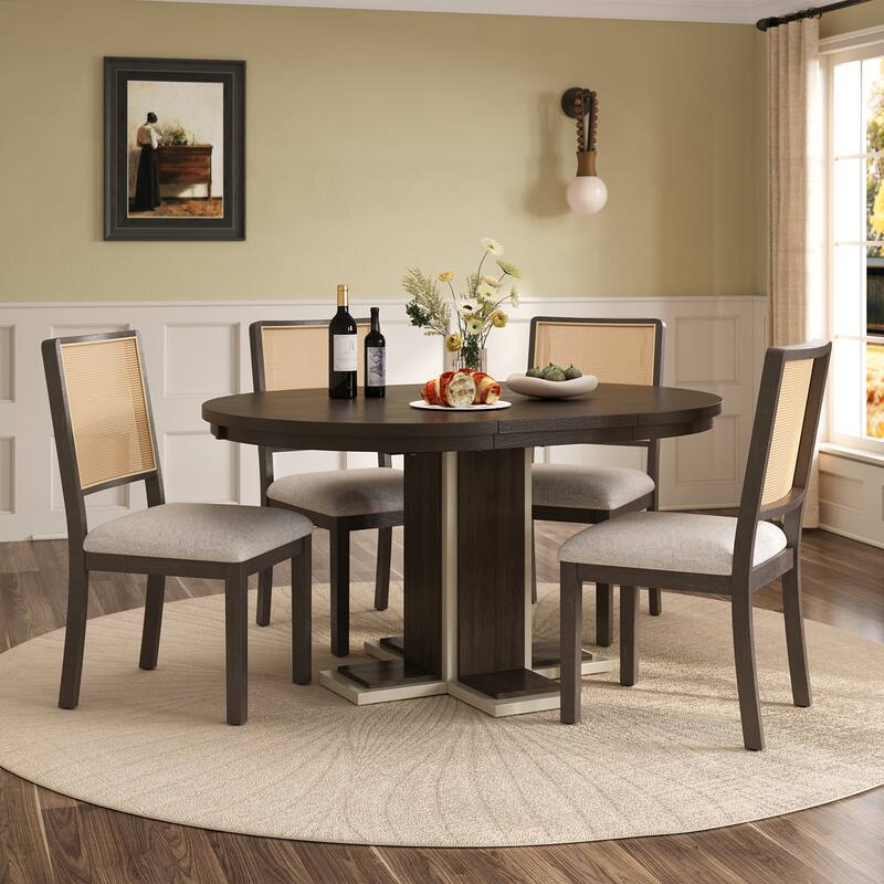 Round Dining Table for 4 with Chairs Set