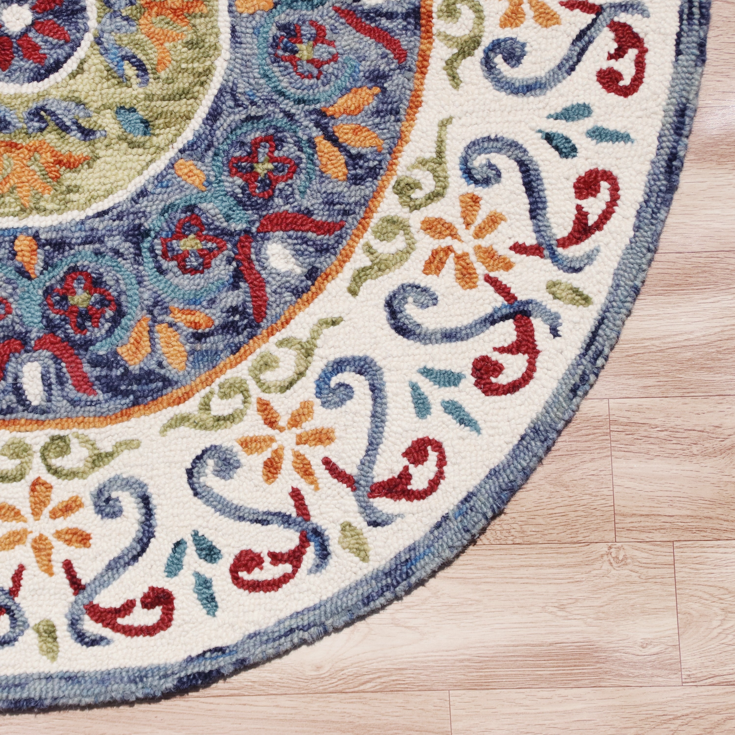 Sevita Hand Hooked Radiant Mandala Medallion Round Rug