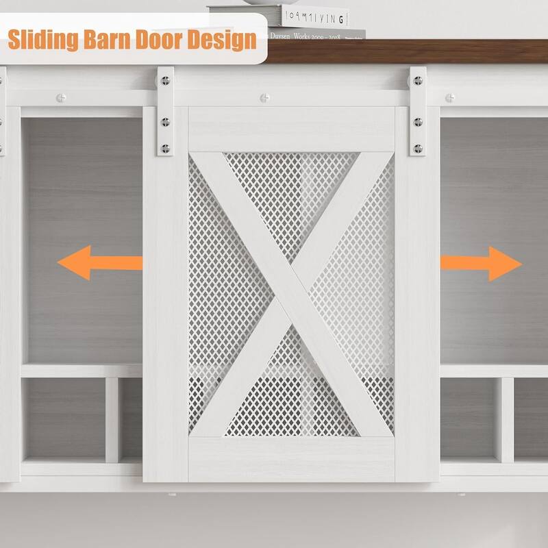 Bar Cabinet, Sideboard Buffet Cabinet with Storage, Coffee Bar Cabinet with Sliding Barn Door, Wine Cabinet