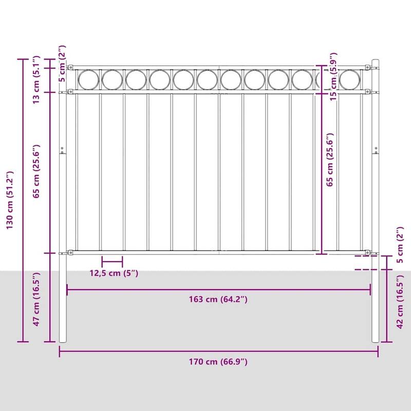 vidaXL Garden Fence Gray Steel