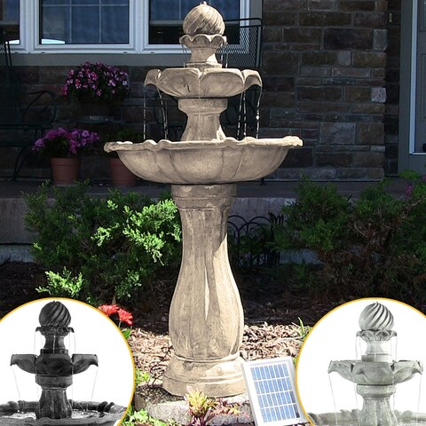 2-Tier Arcade Solar with Battery Fountain with LED - Color Options