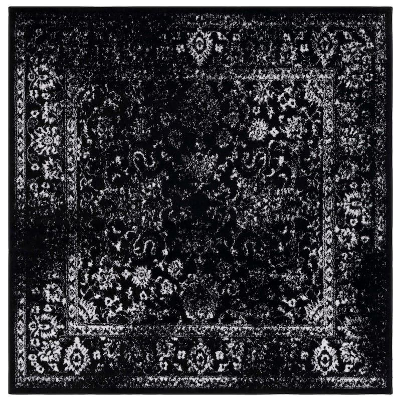 SAFAVIEH Adirondack Dakota Rustic Shabby Chic Distressed Rug - 4' Square - Black/Ivory - Square