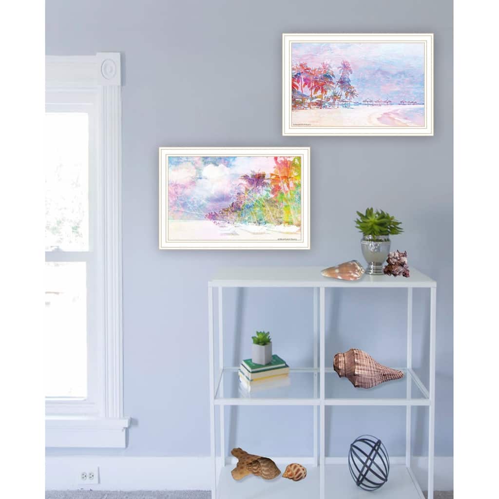 Trendy Decor 4U "Rainbow Beachside" Printed Framed Wall Art by Bluebird Barn