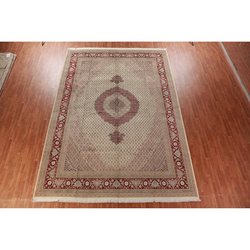 Medallion Tabriz Mahi Oriental Large Rug Handmade Wool Carpet - 10'2"x 14'3"
