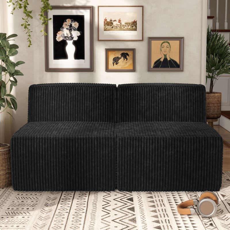 Furniture of America Navir Modern 2-Piece Chenille Foam Modular Loveseat