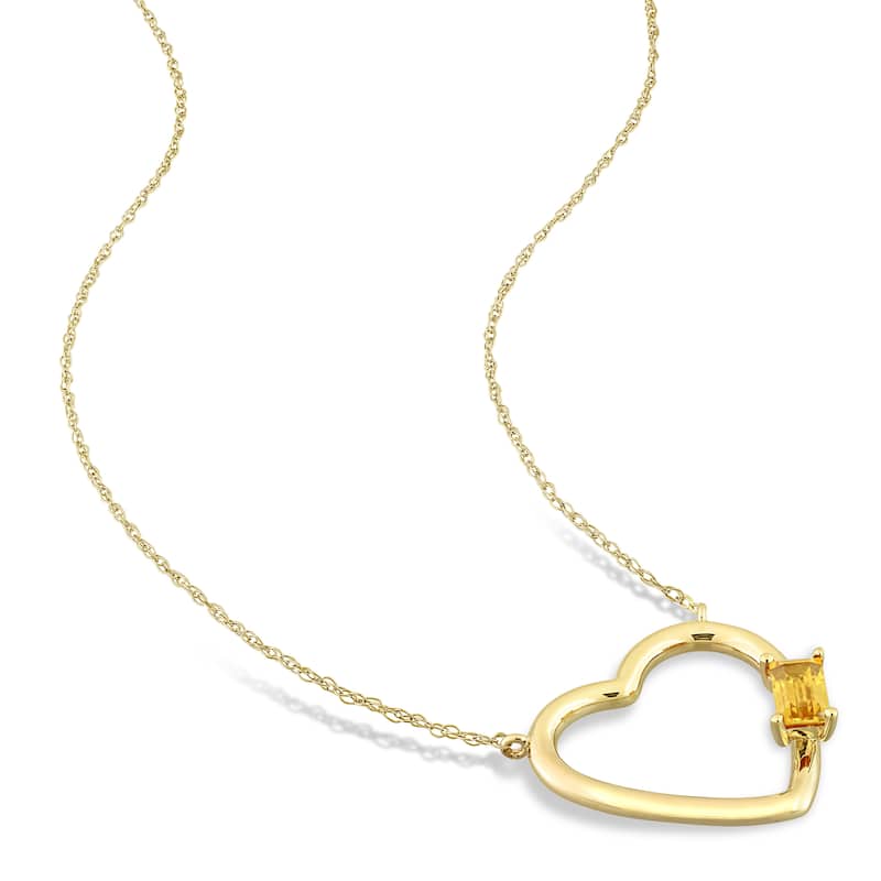 Miadora 10k Yellow Gold Yellow Sapphire Heart Necklace