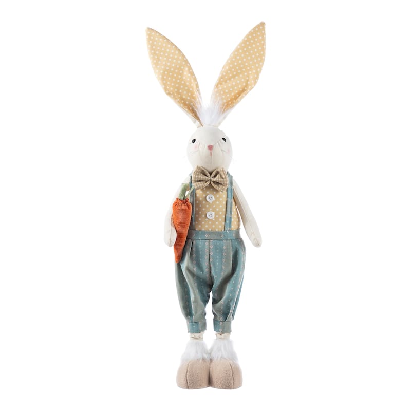 Glitzhome 32.75"H/23"H Easter Fabric Boy Bunny with Telescoping Legs