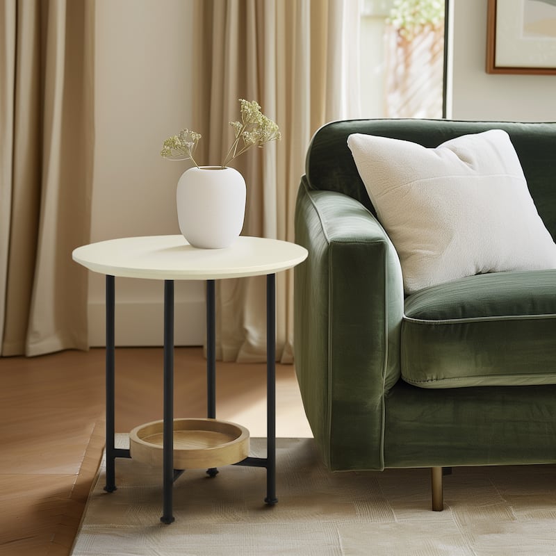 Madison Park Beauchamp White/ Natural End Table - White/Natural