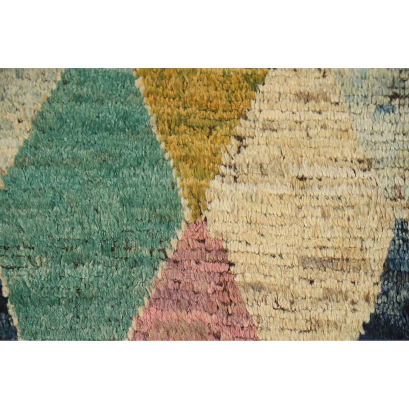 Geometric Moroccan Rug Handmade Tribal Multi-Color Wool Carpet - 5'3" x 6'4"