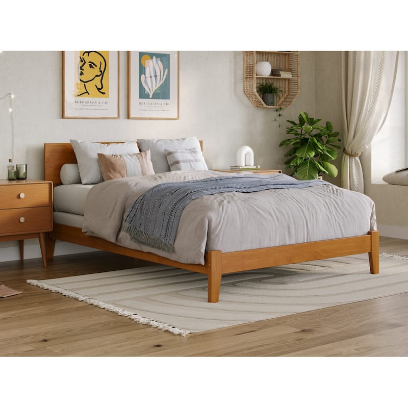 AFI, Orlando Foundation Bed with Attachable USB Charger - Light Toffee - Full