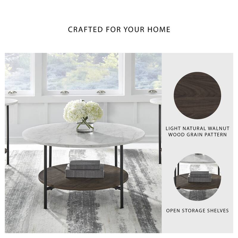 Signature Design by Ashley Wrenwich White/Brown Table (Set of 3) - 34"W x 34"D x 18"H