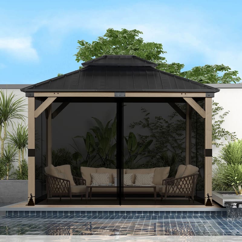 Aoodor 12' x 16' Gazebo Universal Mosquito Netting Screen Replacement, 4-Panel Screen Walls - (Mosquito Net Only)