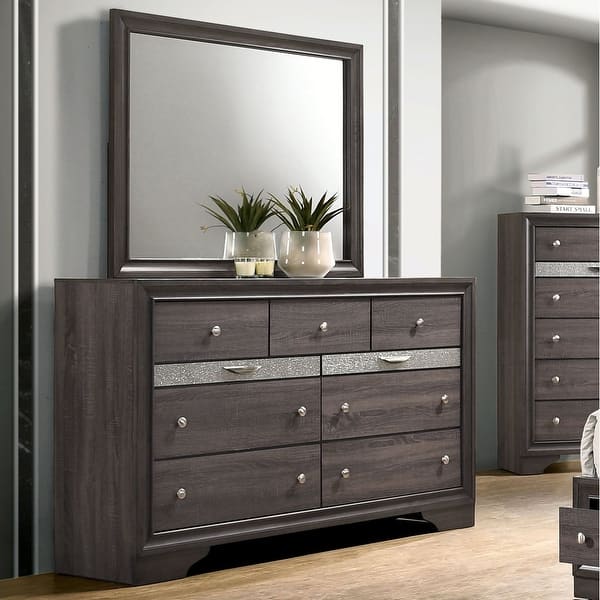 Bankhead Contemporary Grey 2-piece 9-Drawer Dresser and Mirror Set by Furniture of America