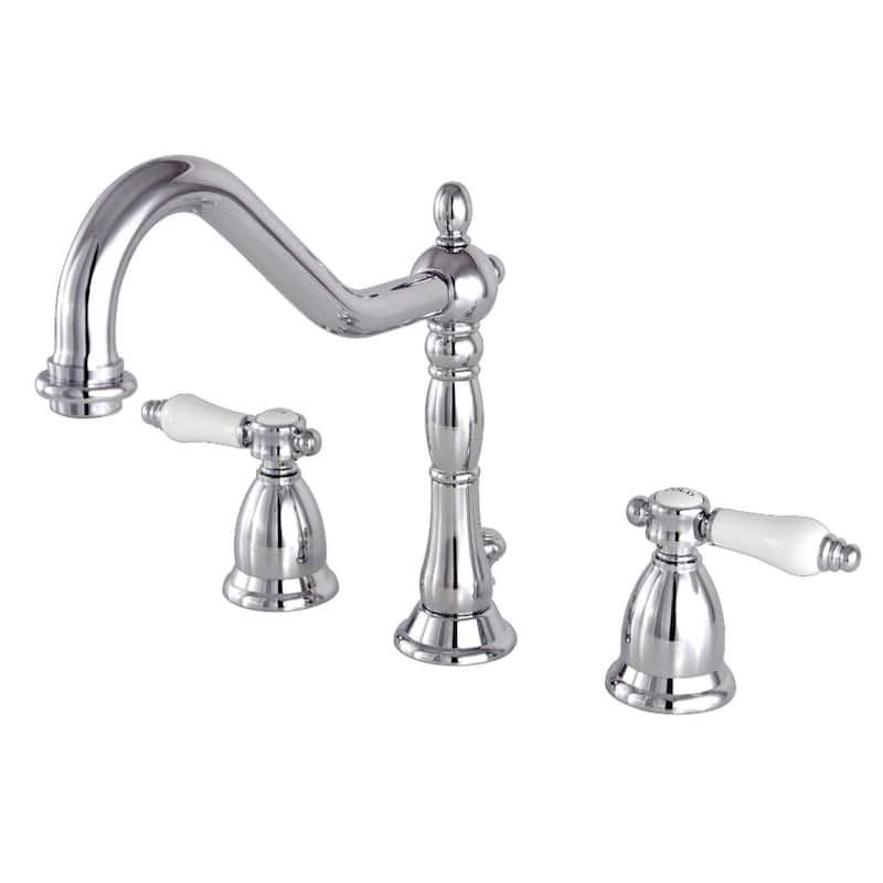 Kingston Brass Victorian Porcelain Widespread Bathroom Faucet - Polished chrome
