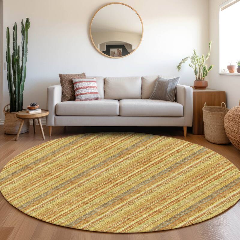 Premium Washable Super Soft Stripe Ombre Mayfield Rug - Honey - 8' x 8'