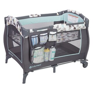 Baby Trend Trend E Nursery Center Playard Play Crib with Bassinet, Doodle Dots - 23