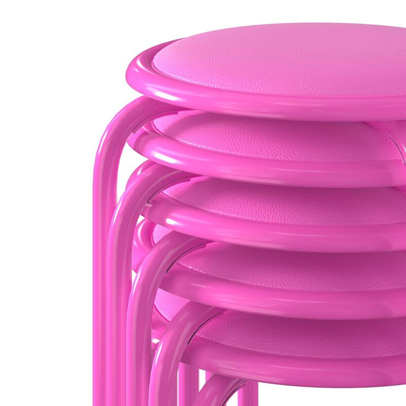 VECELO 6-Pack Stacking Stools for Living Room Backless Round Stools Set Indoor Outdoor Use with Metal Frame & Non-Slip Feet