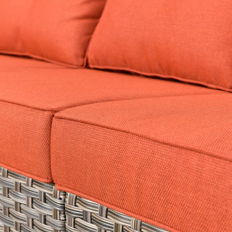 OVIOS 5-piece Patio Wicker Conversation Set With Fire Table