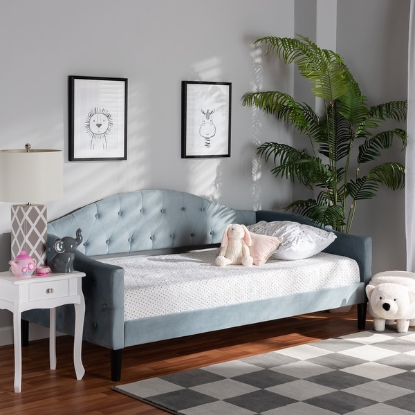 Blue velvet outlet daybed with trundle