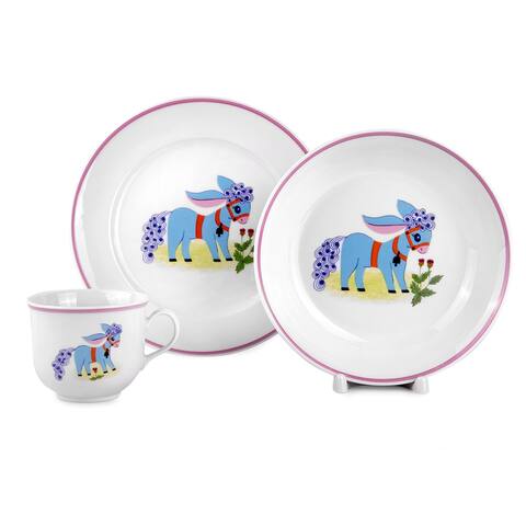 My Donkey Porcelain Kids Dinnerware Set of 3