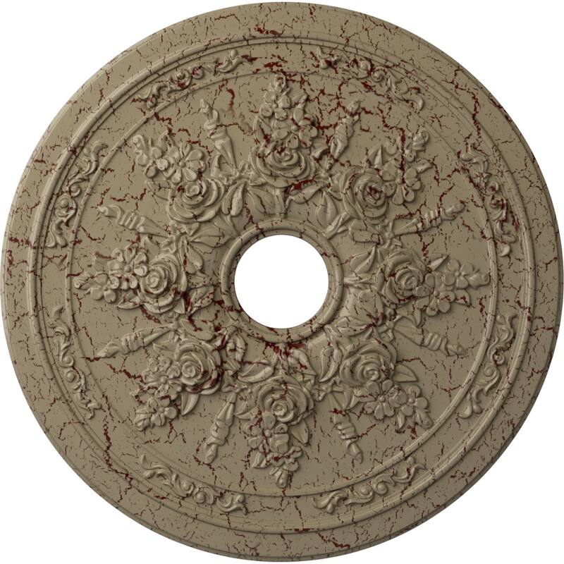 23 5/8"OD x 4"ID x 1 1/2"P Rose and Ribbon Ceiling Medallion