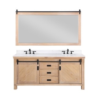 Cortes 72" Bath Vanity in Weathered Pine with Countertop and Mirror