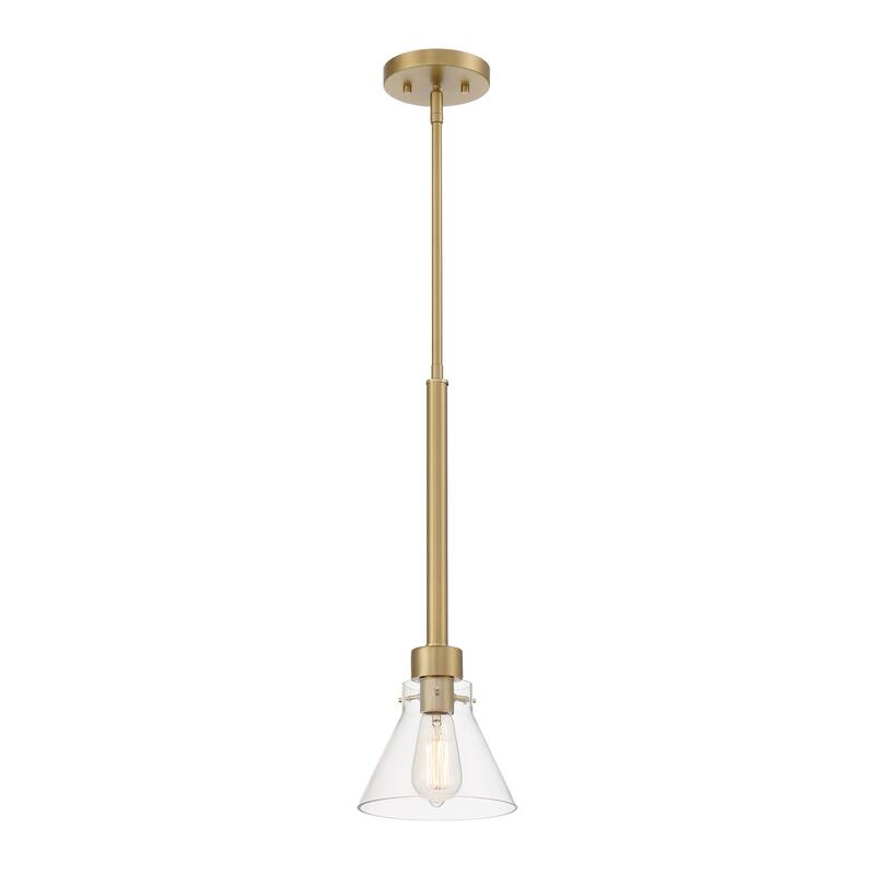 Willow Creek 7 in. 1-Light Brushed Gold Contemporary Pendant Light