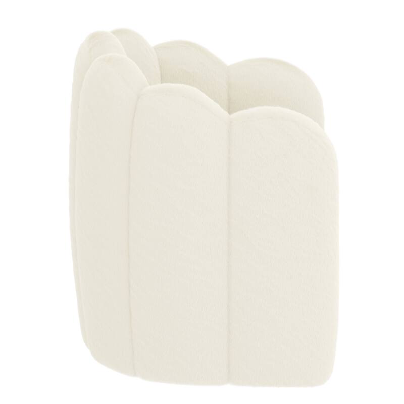 Modern Imitation Fur Accent Chair - Ivory