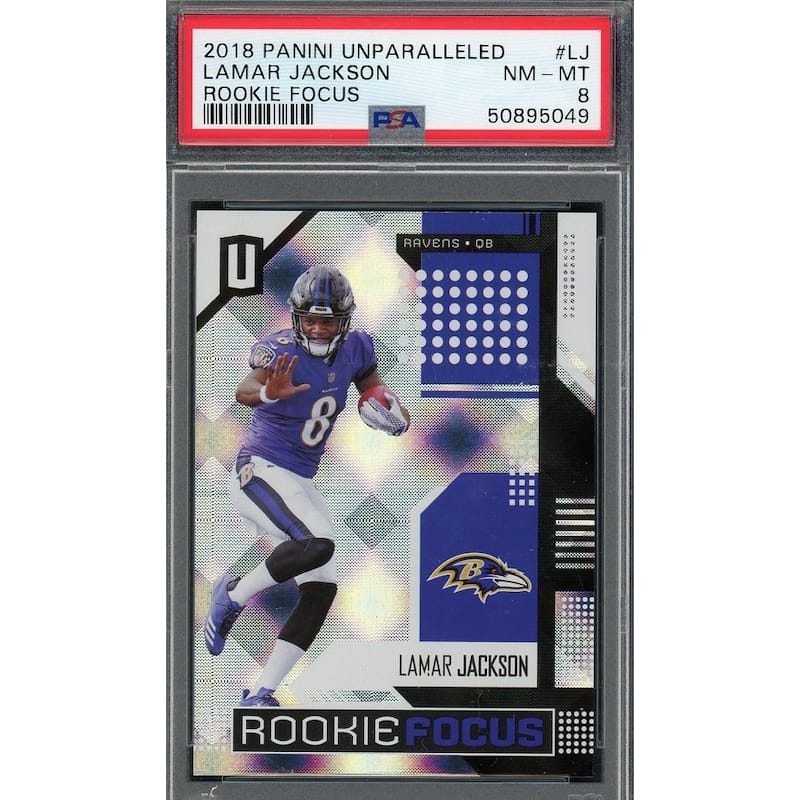 Lamar Jackson 2018 Panini Unparalleled Football Rookie Card #LJ Graded PSA 8 - 8'6" x 11'6"