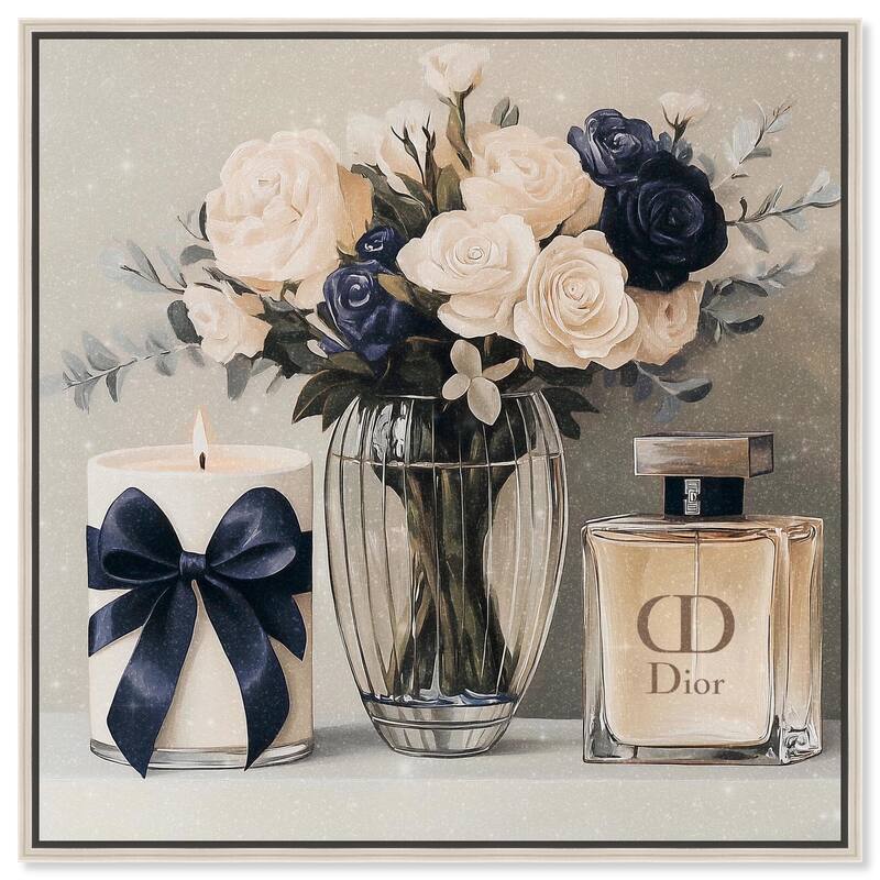 Ivory Perfume Flowers in Vase Canvas by Art Remedy - Silver - 40" x 40"