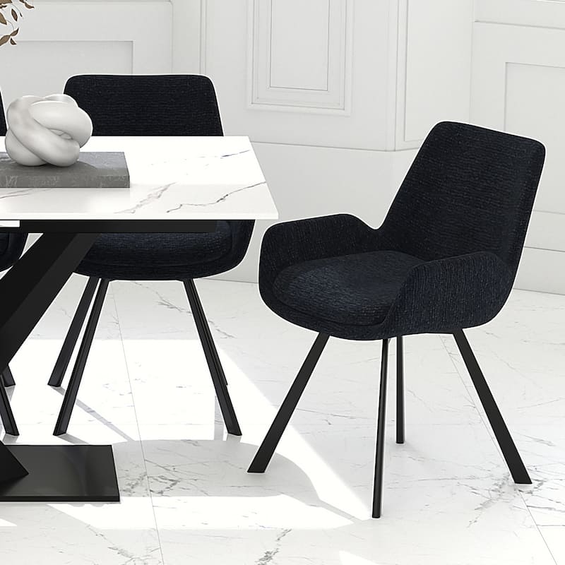 Modern Fabric & Metal Swivel Dining Chair, Set of 4