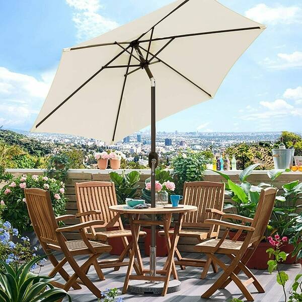 7 white patio umbrella Venice 7.5' Square Crank White/Black it fits most outdoor tables and works great on decks California Umbrella 7.5' Round Crank