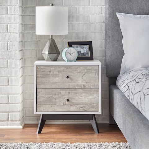 Simple Living Crislana Grey Faux Concrete Nightstand