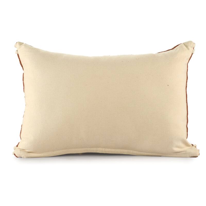 HomeRoots 16" X 24" Cinnamon Striped Cotton Lumbar Throw Pillow With Texture