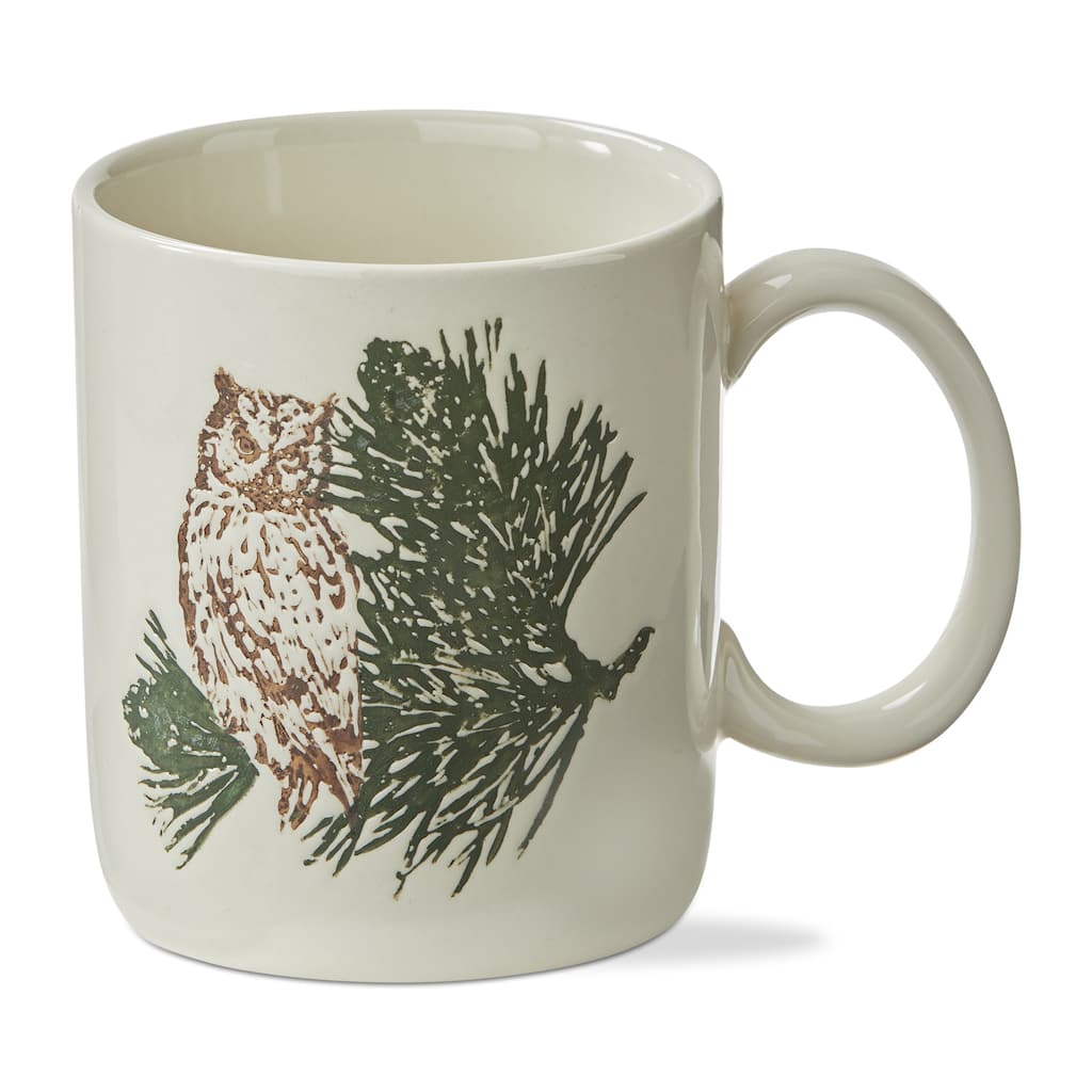 Wilde Pine Owl Mug - 16oz Ceramic Drinkware, Multicolor, Dishwasher Safe, Perfect for Christmas - 4" H x 3.75" L x 5" W