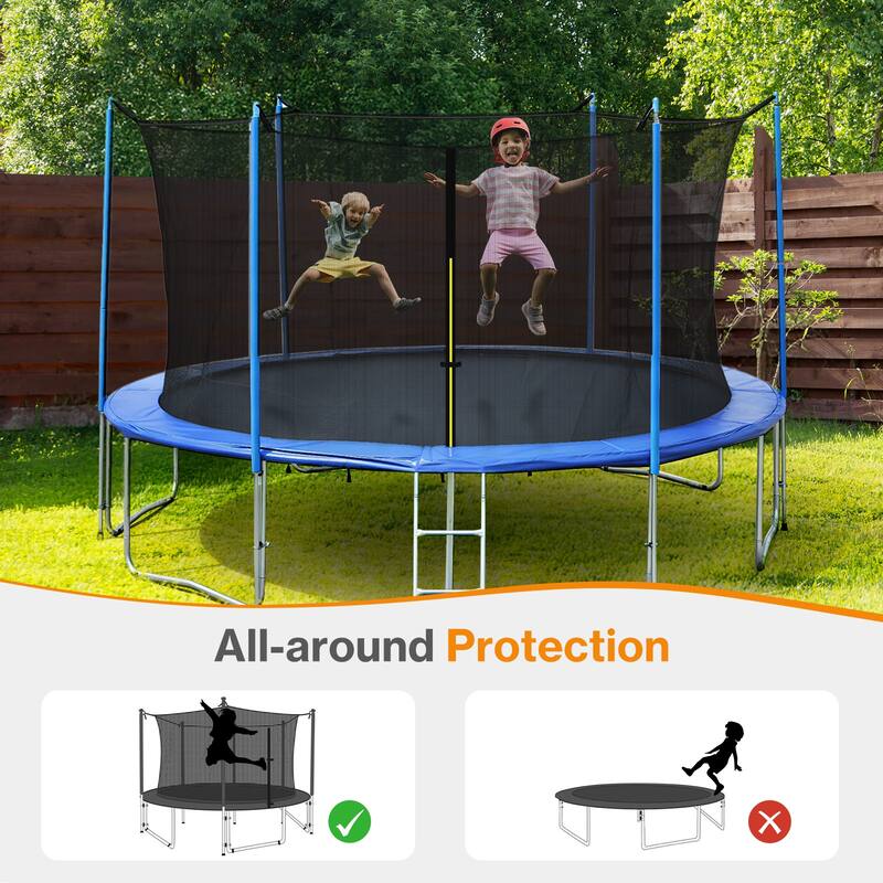 Aoodor Outdoor Trampoline Replacement Net with Zipper, Buckle, String