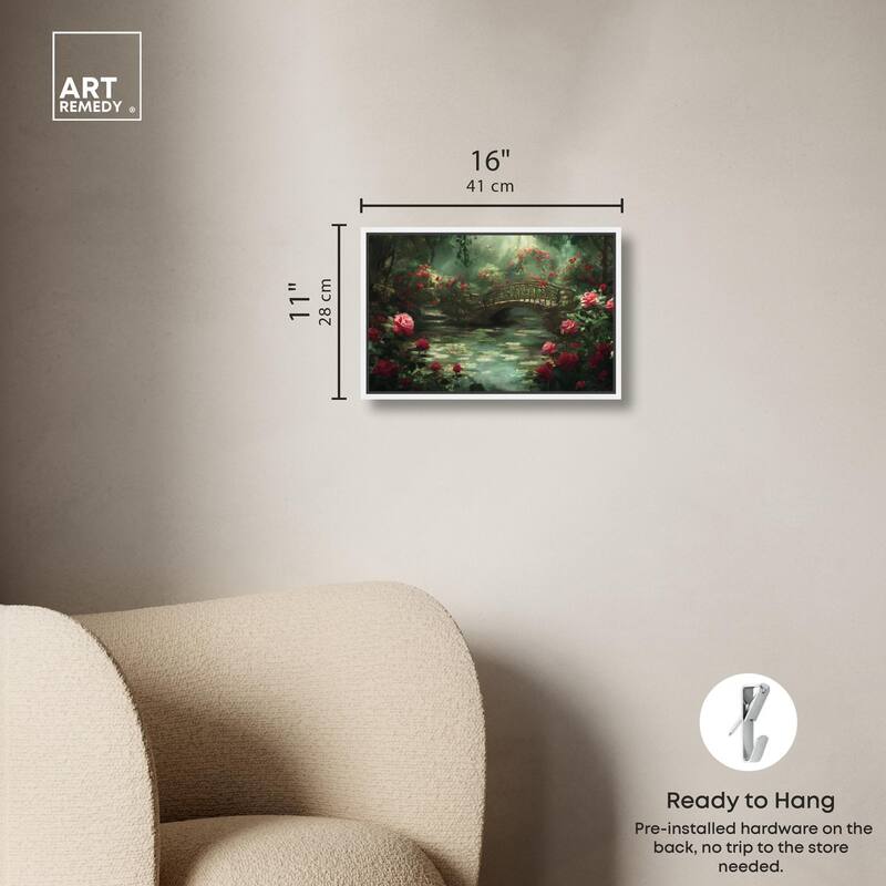 Rose Garden Bridge Canvas by Art Remedy