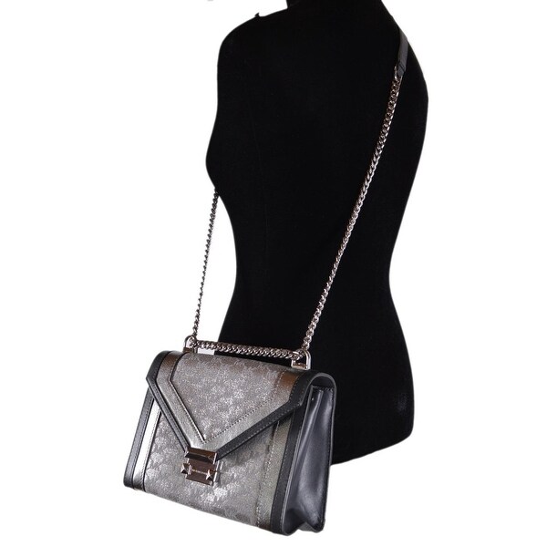 whitney large metallic logo jacquard convertible shoulder bag
