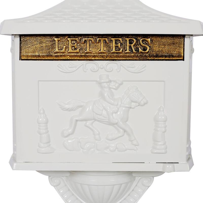 Retro Mid-century Aluminum Cast Mailbox with Post and Keys, Locking Residential Rust-Proof Security Postal Mailboxes