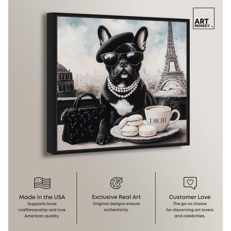 Frenchie in Paris Treats Canvas by Art Remedy