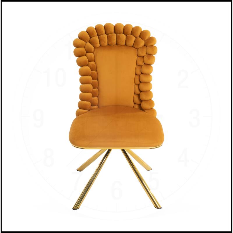 Swivel Velvet Dining Chairs with Gold Metal Legs Set of 2 - Orange - Set of 2
