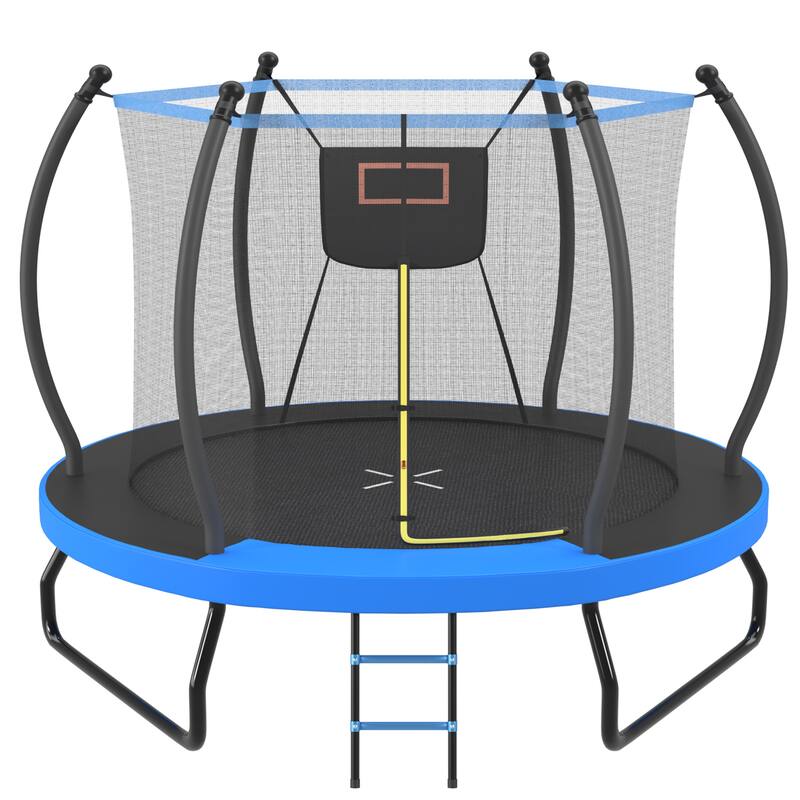 10FT Trampoline with Basketball Hoop, Enclosure net and Ladder, Outdoor Trampoline for Kids, Recreational Backyard Trampoline